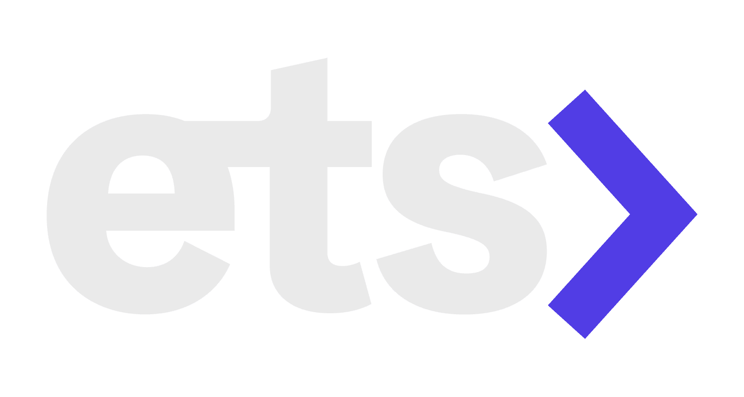 D · Initials monogram — “ets›” — reversed for dark